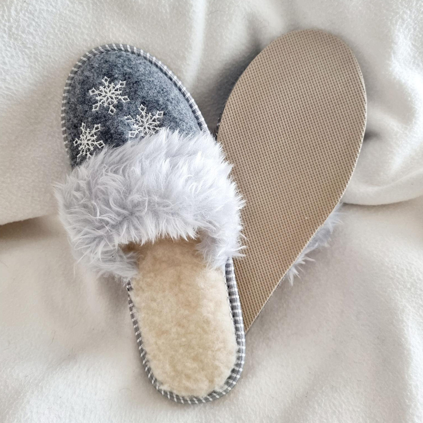 Warm Felt Slippers with Sheep Wool SNOW