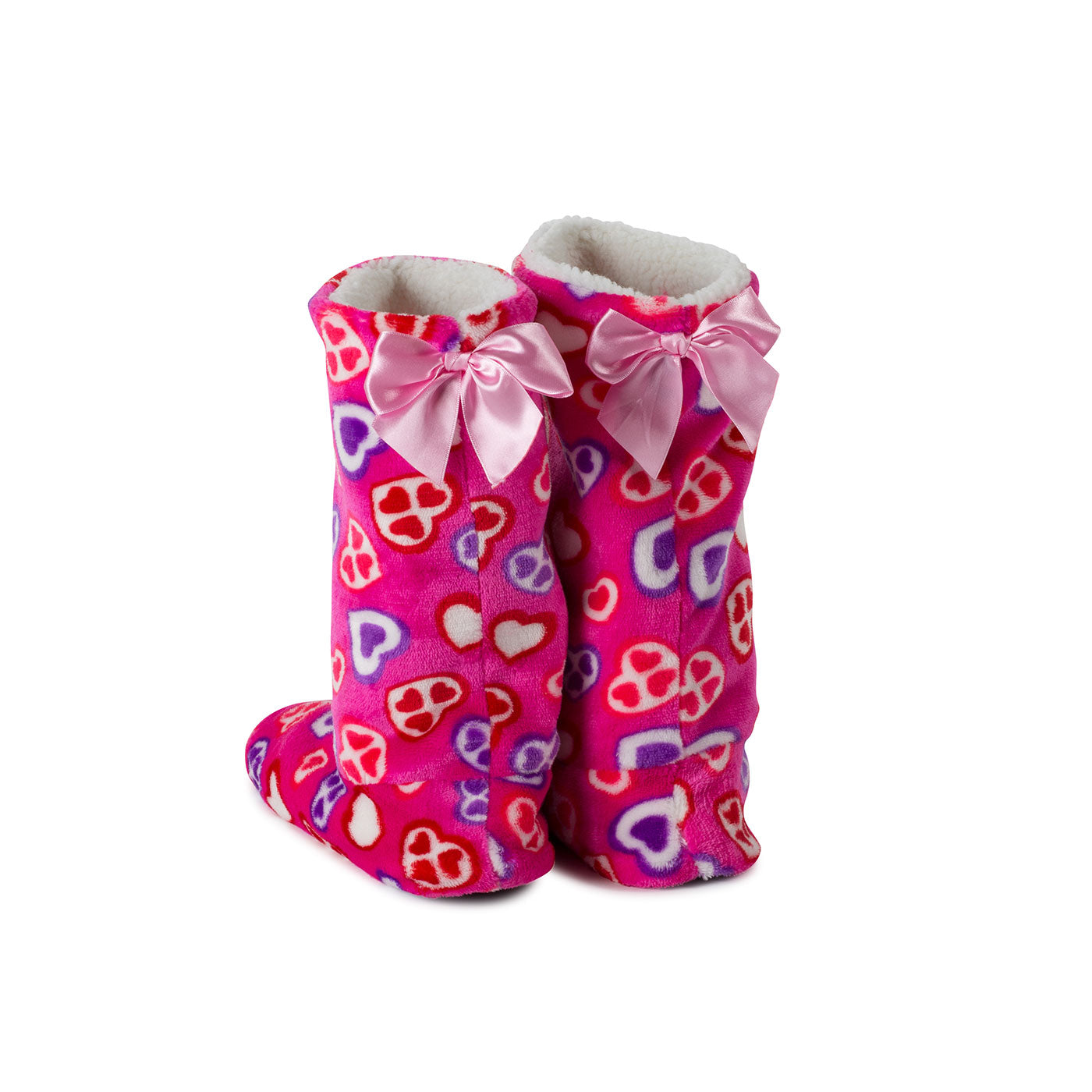 Plüsch Stiefel pink Hausschuhe pink Paar Rückansicht