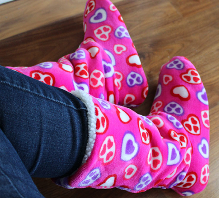 Plush Pink Hearts Boots
