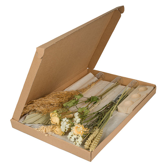 Trockenblumen mit 3 Vasen in Geschenkbox