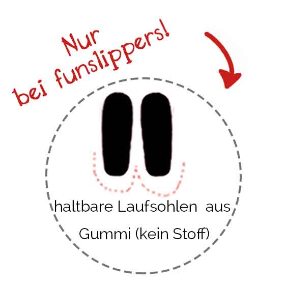 Grafik mit Vorteilen von funslippers Hausschuhen deutsch