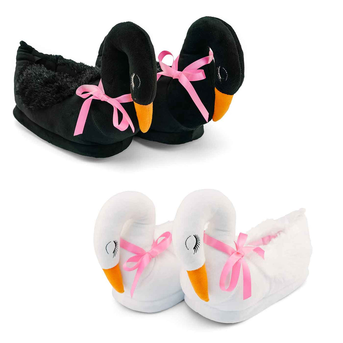 Elegant Swan Plush Slippers for two